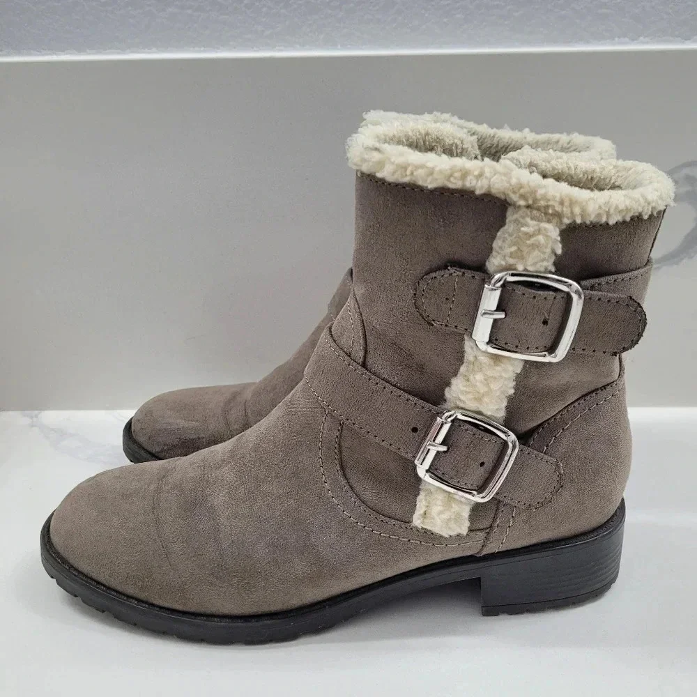 Unisa Taupe Fur Lined Ankle Bootie